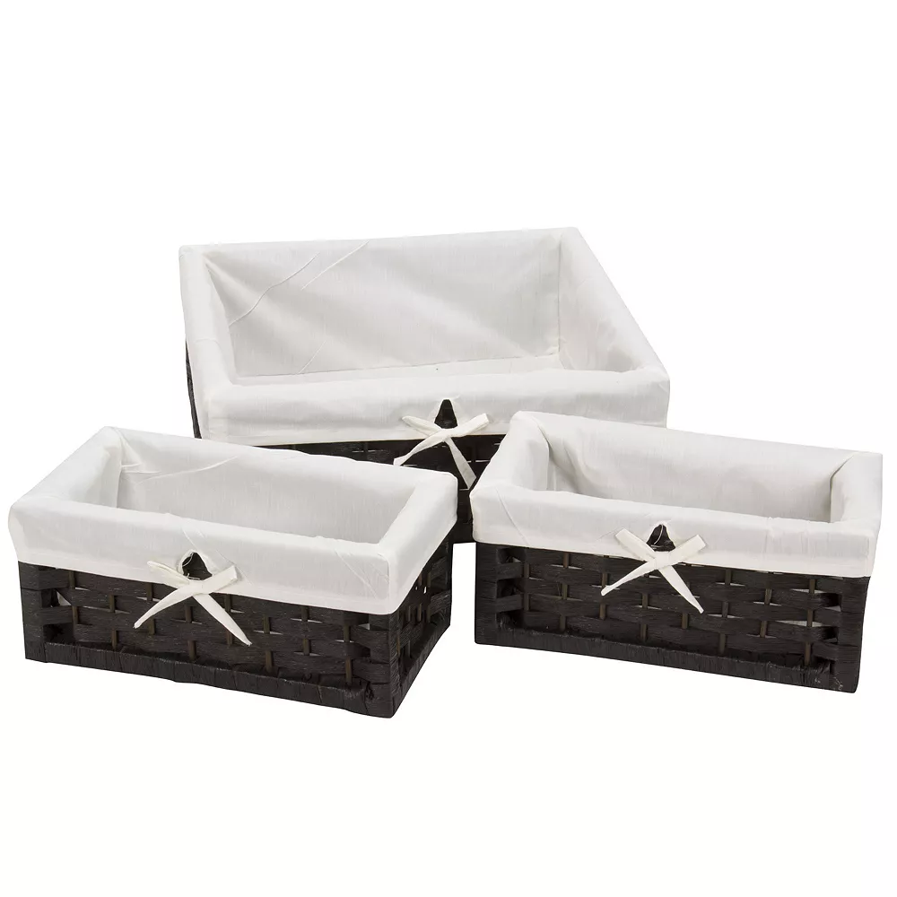 Household Essentials 3-pc. Lined Paper Rope Utility Basket Set 1 Household Essentials 3-pc. Lined Paper Rope Utility Basket Set