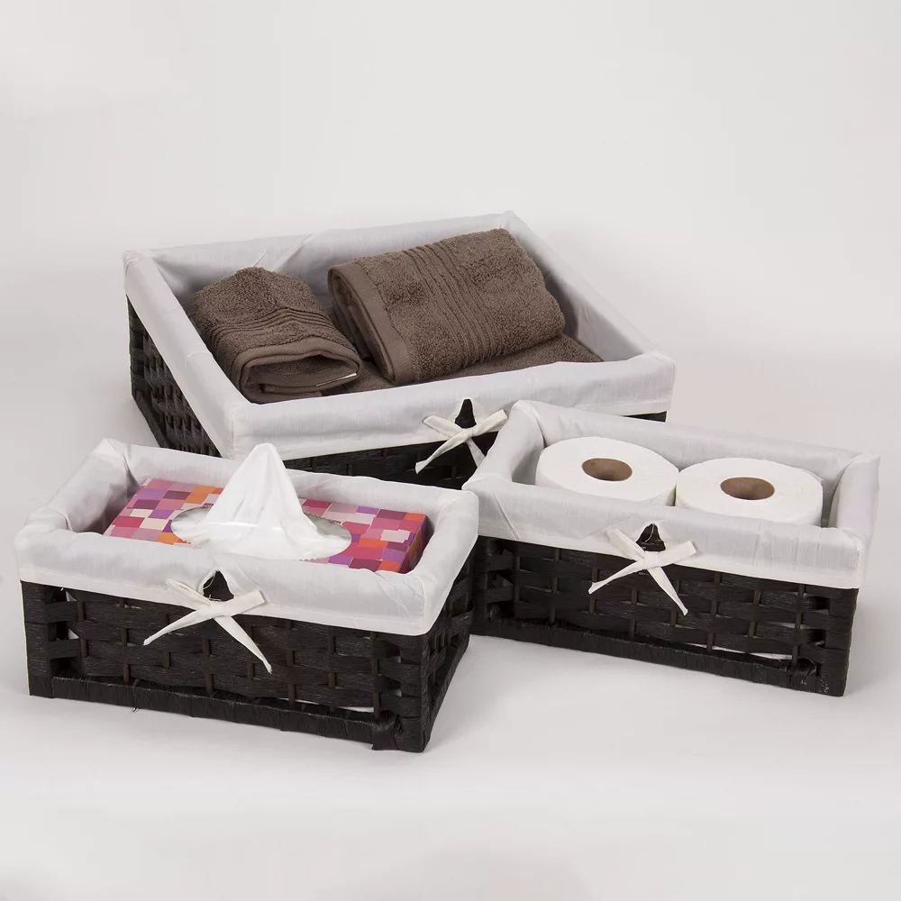 Household Essentials 3-pc. Lined Paper Rope Utility Basket Set 4 Household Essentials 3-pc. Lined Paper Rope Utility Basket Set - Image 4