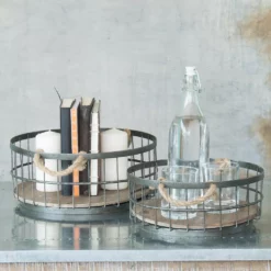 Stonebriar Collection Wire & Wood Coastal Basket 2-piece Set 9 Stonebriar Collection Wire & Wood Coastal Basket 2-piece Set -US Storage Furniture Sales Store 2502891 ALT3