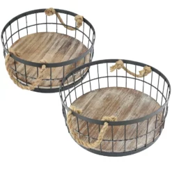 Stonebriar Collection Wire & Wood Coastal Basket 2-piece Set 10 Stonebriar Collection Wire & Wood Coastal Basket 2-piece Set -US Storage Furniture Sales Store 2502891 ALT4