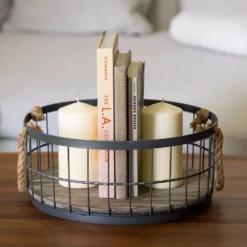 Stonebriar Collection Wire & Wood Coastal Basket 2-piece Set 11 Stonebriar Collection Wire & Wood Coastal Basket 2-piece Set -US Storage Furniture Sales Store 2502891 ALT5