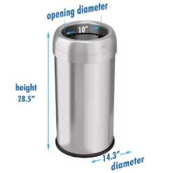 Halo 16-gallon Dual-Deodorizer Round Fingerprint-Proof Stainless Steel Trash Can -US Storage Furniture Sales Store 3311654 ALT4