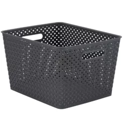 Simplify Basketweave Resin Wicker Large Storage Tote -US Storage Furniture Sales Store 3365319 ALT2
