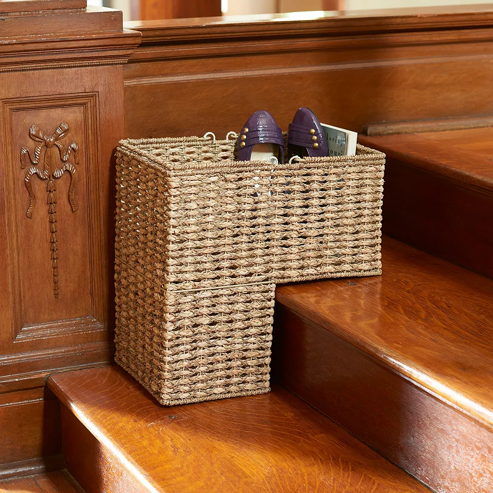 Household Essentials Two-Tone Wicker Stairstep Basket 2 Household Essentials Two-Tone Wicker Stairstep Basket - Image 2