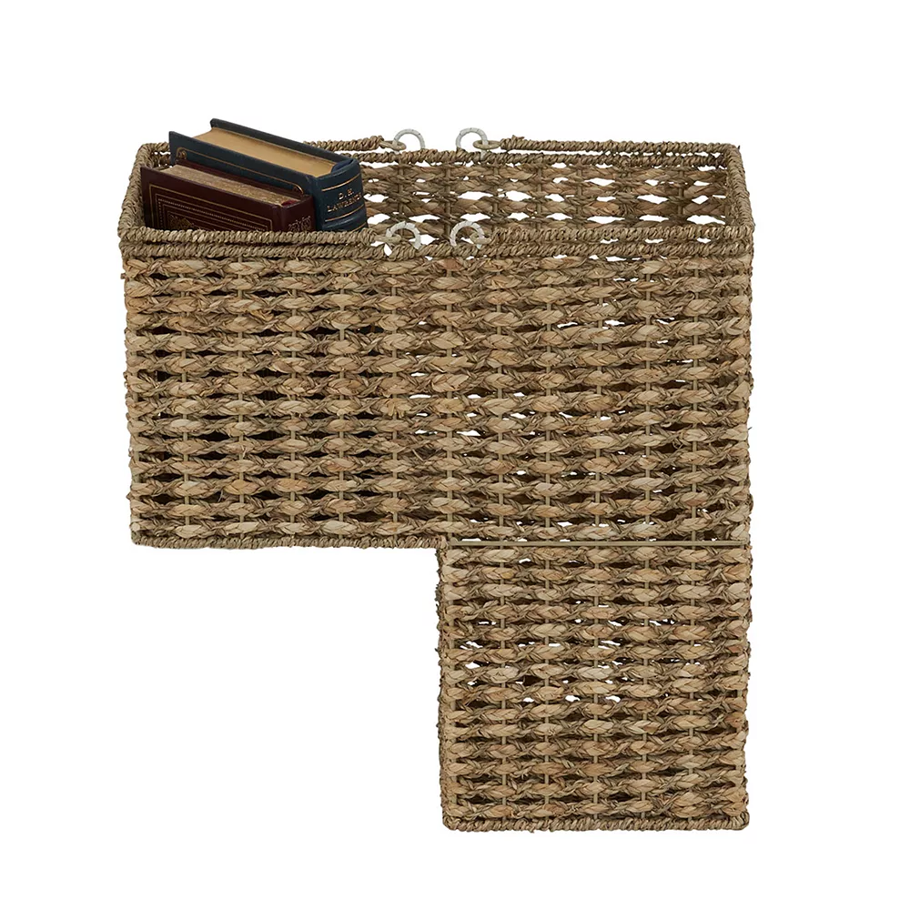 Household Essentials Two-Tone Wicker Stairstep Basket 4 Household Essentials Two-Tone Wicker Stairstep Basket - Image 4