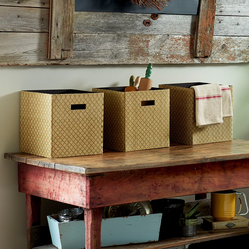 Household Essentials 3-pack Grass Cloth Bins 2 Household Essentials 3-pack Grass Cloth Bins - Image 2