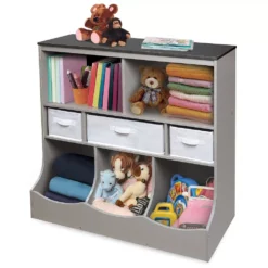 Badger Basket Combo Bin Storage Unit With Three Baskets - Woodgrain/Gray 9 Badger Basket Combo Bin Storage Unit With Three Baskets - Woodgrain/Gray -US Storage Furniture Sales Store 3755807 ALT3