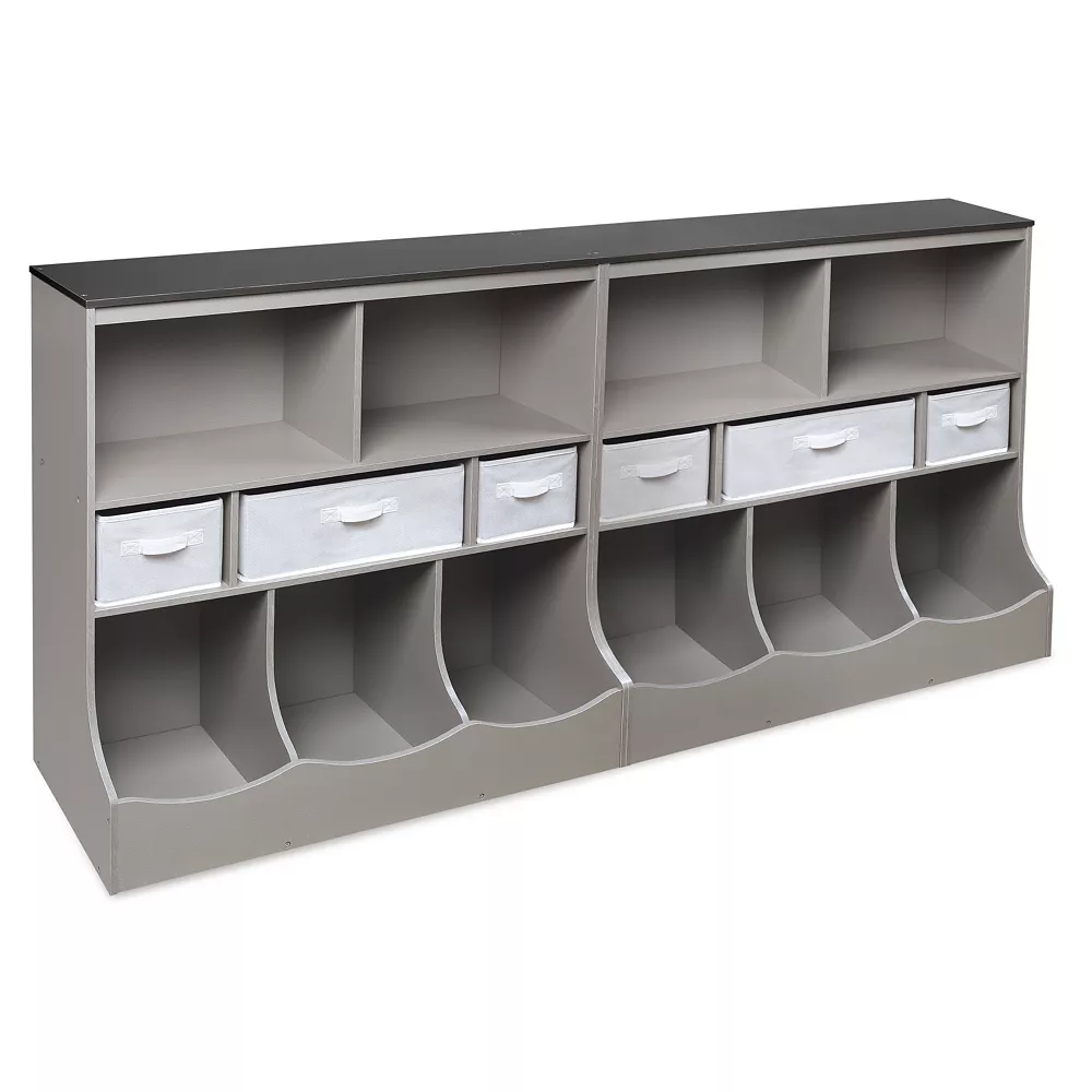 Badger Basket Combo Bin Storage Unit With Three Baskets - Woodgrain/Gray 6 Badger Basket Combo Bin Storage Unit With Three Baskets - Woodgrain/Gray - Image 6