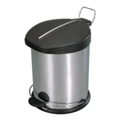 Home Basics 20 Liter Brushed Stainless Steel With Plastic Top Waste Bin