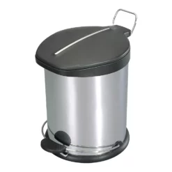 Home Basics 5 Liter Brushed Stainless Steel With Plastic Top Waste Bin