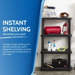 Gracious Living 4 Shelf Adjustable Ventilated Medium Duty Shelving Unit, Black 6 Gracious Living 4 Shelf Adjustable Ventilated Medium Duty Shelving Unit, Black -US Storage Furniture Sales Store 4766108 ALT2