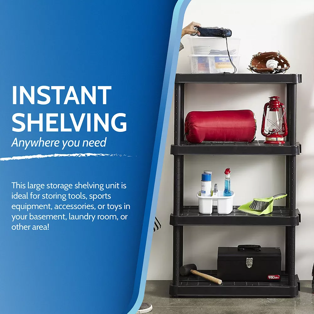 Gracious Living 4 Shelf Adjustable Ventilated Medium Duty Shelving Unit, Black 3 Gracious Living 4 Shelf Adjustable Ventilated Medium Duty Shelving Unit, Black - Image 3