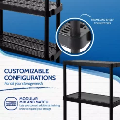 Gracious Living 4 Shelf Adjustable Ventilated Medium Duty Shelving Unit, Black 7 Gracious Living 4 Shelf Adjustable Ventilated Medium Duty Shelving Unit, Black -US Storage Furniture Sales Store 4766108 ALT3