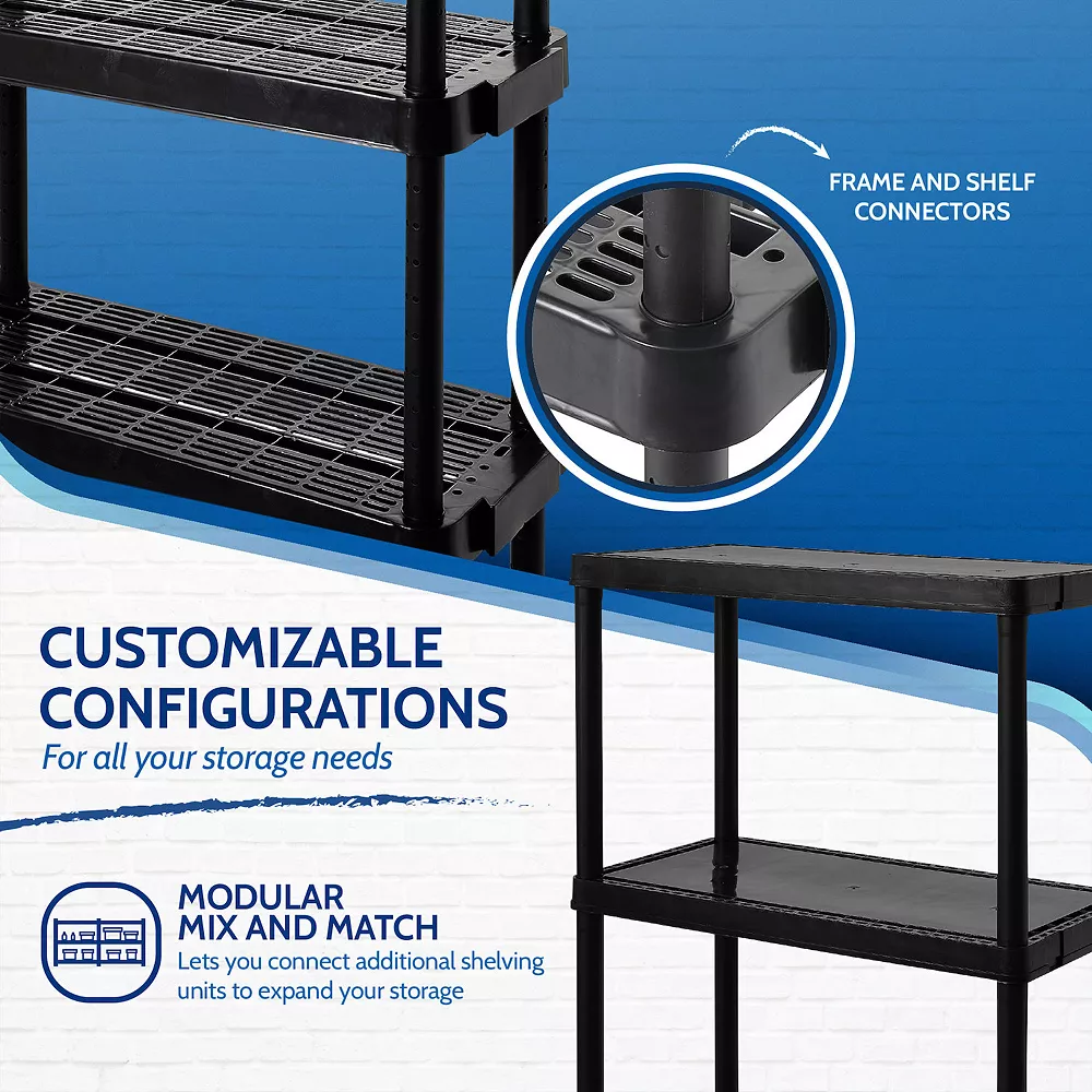 Gracious Living 4 Shelf Adjustable Ventilated Medium Duty Shelving Unit, Black 4 Gracious Living 4 Shelf Adjustable Ventilated Medium Duty Shelving Unit, Black - Image 4