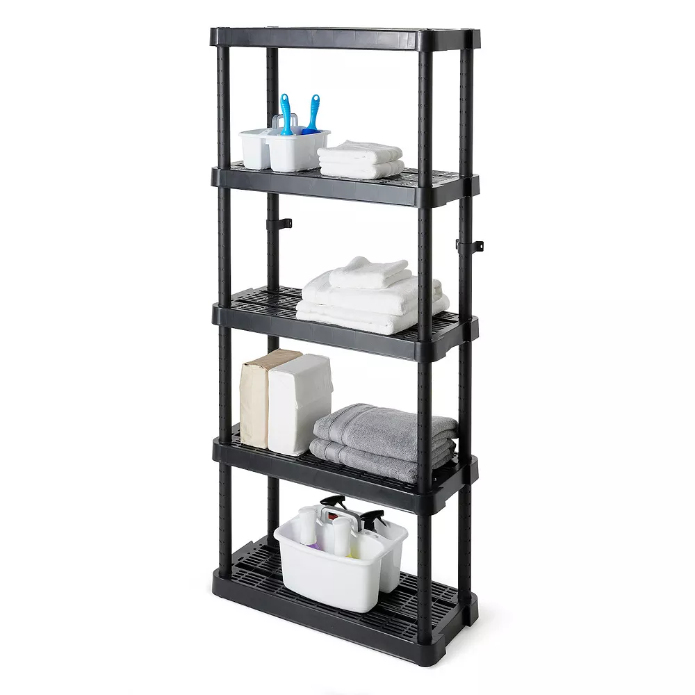 Gracious Living 5 Shelf Adjustable Ventilated Medium Duty Shelving Unit, Black 3 Gracious Living 5 Shelf Adjustable Ventilated Medium Duty Shelving Unit, Black - Image 3
