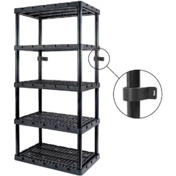 Gracious Living 5 Shelf Adjustable Ventilated Medium Duty Shelving Unit, Black 7 Gracious Living 5 Shelf Adjustable Ventilated Medium Duty Shelving Unit, Black -US Storage Furniture Sales Store 4766126 ALT3