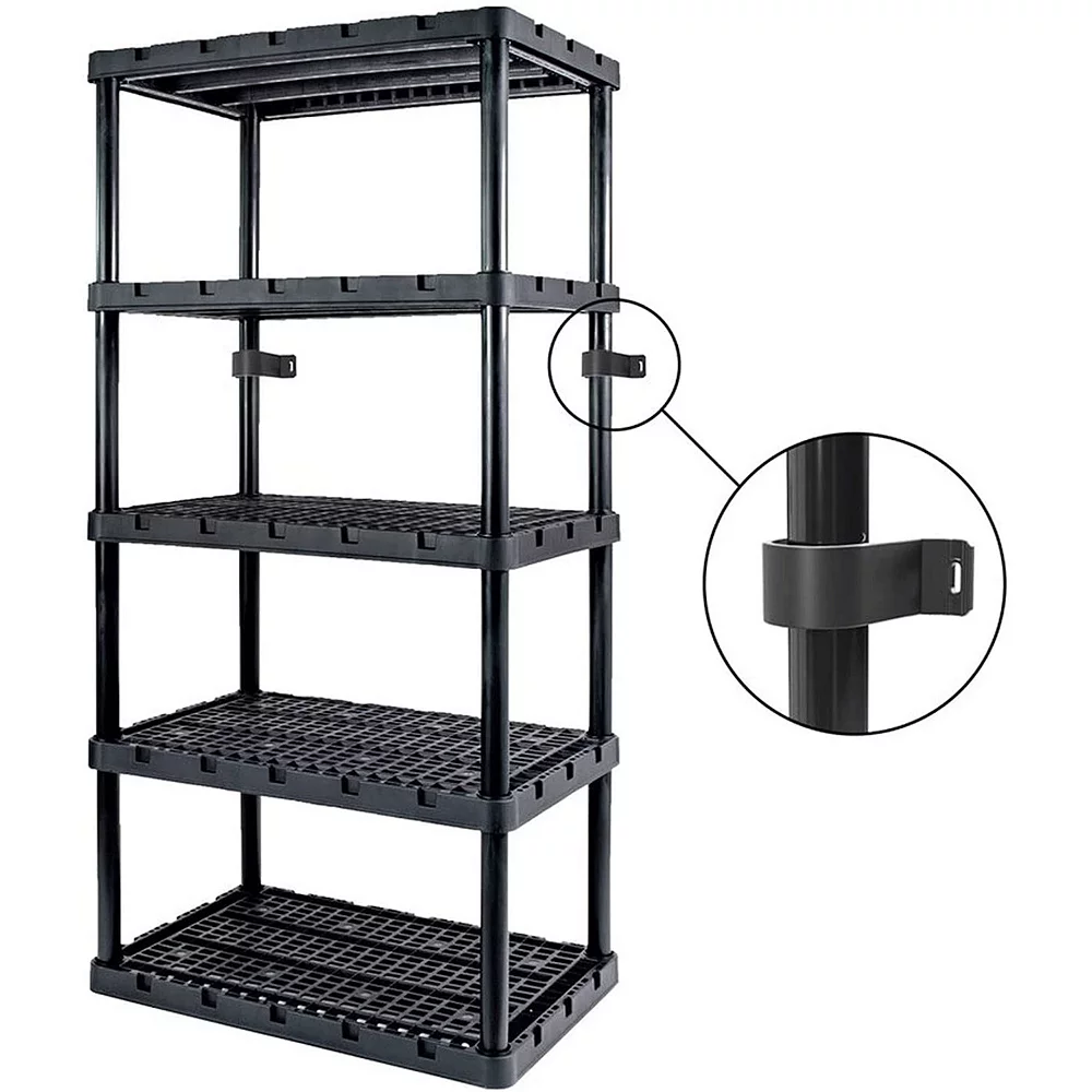 Gracious Living 5 Shelf Adjustable Ventilated Medium Duty Shelving Unit, Black 4 Gracious Living 5 Shelf Adjustable Ventilated Medium Duty Shelving Unit, Black - Image 4