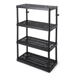 Gracious Living 4 Shelf Fixed Height Ventilated Heavy Duty Storage Unit, Black