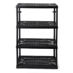 Gracious Living 4 Shelf Fixed Height Ventilated Heavy Duty Storage Unit, Black -US Storage Furniture Sales Store 4766147 ALT3