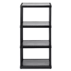 Gracious Living 4 Shelf Fixed Height Solid Resin Organizing Storage Unit, Black