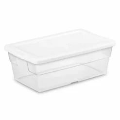 Sterilite 6 Qt Clear Plastic Stacking Storage Container Tote With Lid, 108 Pack