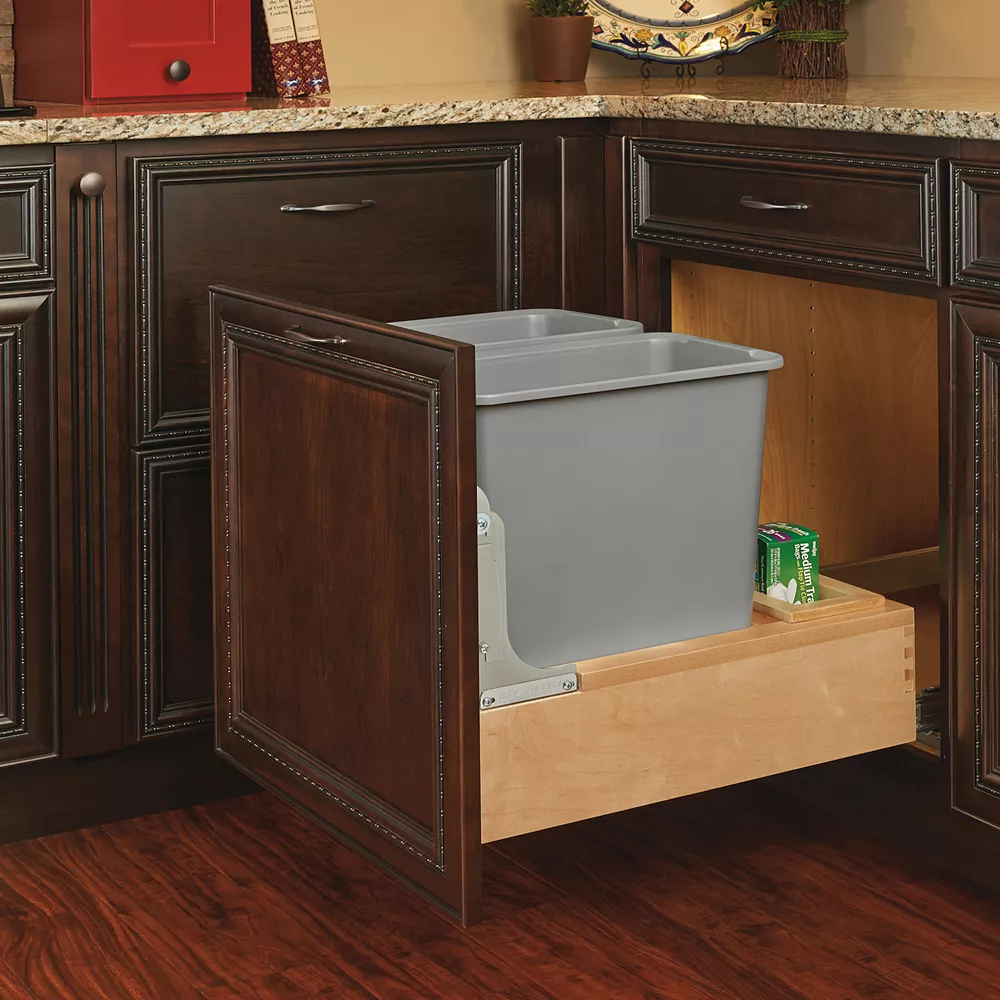 Rev-A-Shelf 4WCBM-2430DM-2 Double 30-Quart Bottom Mount Pullout Waste Container 2 Rev-A-Shelf 4WCBM-2430DM-2 Double 30-Quart Bottom Mount Pullout Waste Container - Image 2