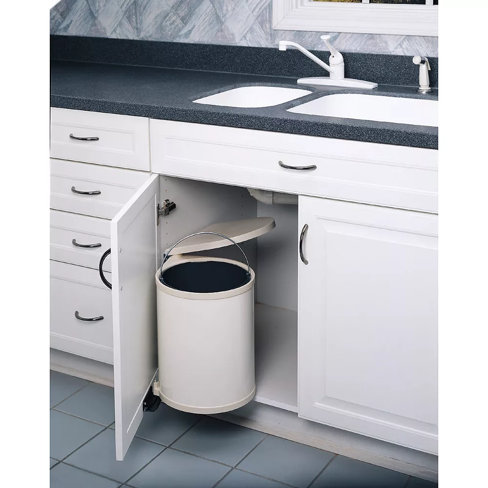 Rev-A-Shelf 8-010212-14 14 Liter Under Sink Pivot Out Waste Container, White 2 Rev-A-Shelf 8-010212-14 14 Liter Under Sink Pivot Out Waste Container, White - Image 2