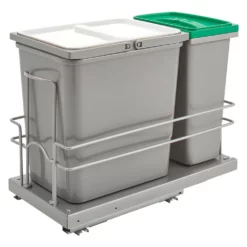 Rev-A-Shelf 5SBWC-815S-1 Sink Base Double Pull Out Waste Containers With 2 Bins