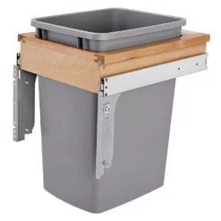 Rev-A-Shelf 4WCTM-1516DM-1 35-Quart Top Mount Pullout Waste Container, Silver