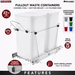 Rev-A-Shelf RV-15KD-18C S Double 27 Quart Pull-Out Sliding Waste Containers -US Storage Furniture Sales Store 5081072 ALT2