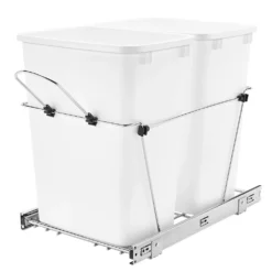 Rev-A-Shelf RV-18KD-11C S Double 35 Qt Pull Out Kitchen Waste Containers, White