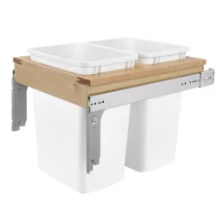 Rev-A-Shelf 4WCTM-21DM2 Double 35 Quart Top Mount Pullout Waste Container, White