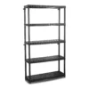 Ram Quality Products Optimo 16 Inch 5 Tier Plastic Storage Shelves, Black
