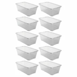 Life Story 6 Quart Clear Shoe Storage Box Stacking Container Bin W/ Lids,10 Pack