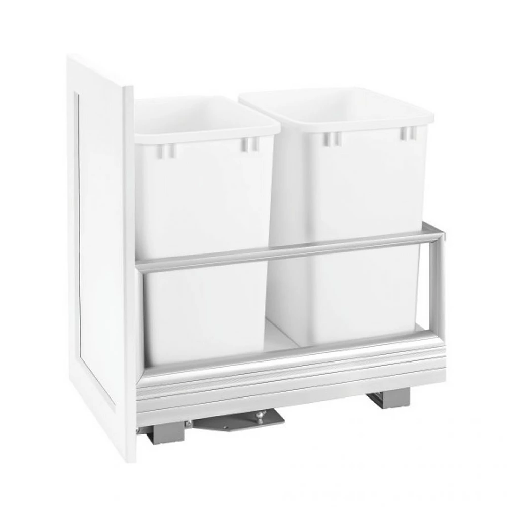 Rev-A-Shelf 5149-2150DM-211 Rev-A-Motion Double 50 Qt Pullout Cabinet Trash Can 1 Rev-A-Shelf 5149-2150DM-211 Rev-A-Motion Double 50 Qt Pullout Cabinet Trash Can