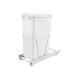 Rev-A-Shelf RV-12PB-50 S 50 Quart Pull-Out Sliding Waste Container W/ Lid, White