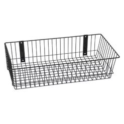 Rack Em Racks 9086-B Universal Wire Basket, Black - 24 X 12 X 6 In.