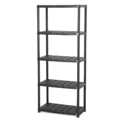 Ram Quality Products Platin 15 Inch 5 Tier Plastic Storage Shelves, Black