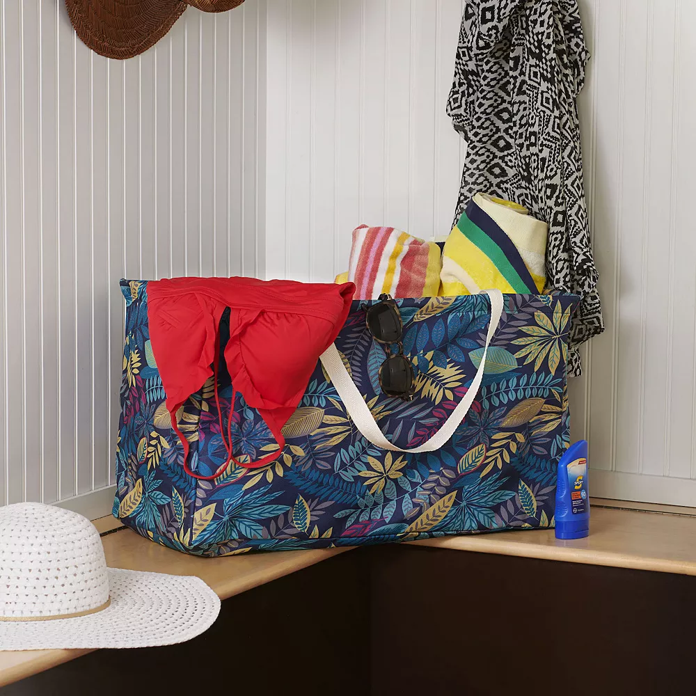 Household Essentials Buffalo Plaid Canvas Utility Tote With Handles 2 Household Essentials Buffalo Plaid Canvas Utility Tote With Handles - Image 2