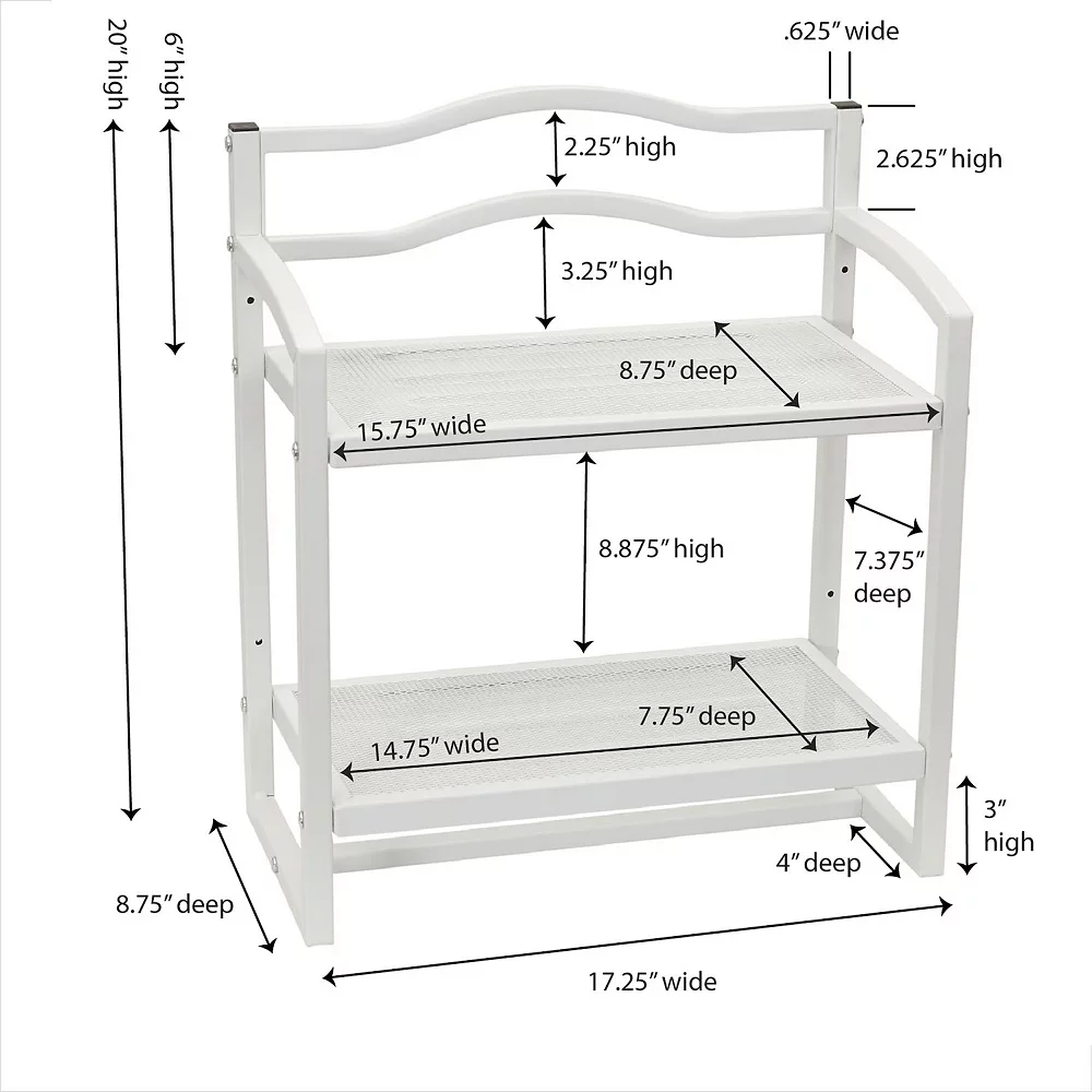 Household Essentials 2-Tier Wall Shelf Metal Mesh 3 Household Essentials 2-Tier Wall Shelf Metal Mesh - Image 3