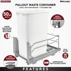 Rev-A-Shelf 53WC-1550SCDM-112 50-Qrt Pullout Waste Container Can W/ Soft Close -US Storage Furniture Sales Store 5244195 ALT2