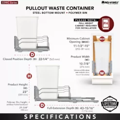 Rev-A-Shelf 53WC-1550SCDM-112 50-Qrt Pullout Waste Container Can W/ Soft Close -US Storage Furniture Sales Store 5244195 ALT3