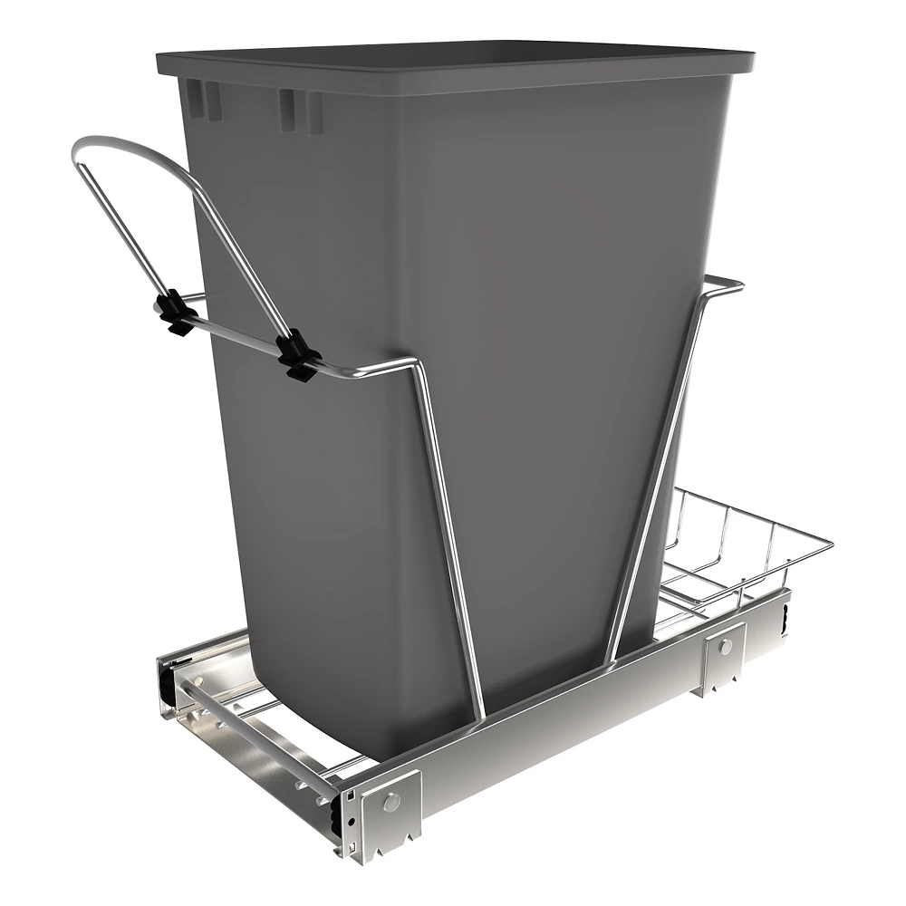 Rev-A-Shelf RV-12KD-13C-S Single 35 Quart Cabinet Pullout Waste Container, Gray 1 Rev-A-Shelf RV-12KD-13C-S Single 35 Quart Cabinet Pullout Waste Container, Gray