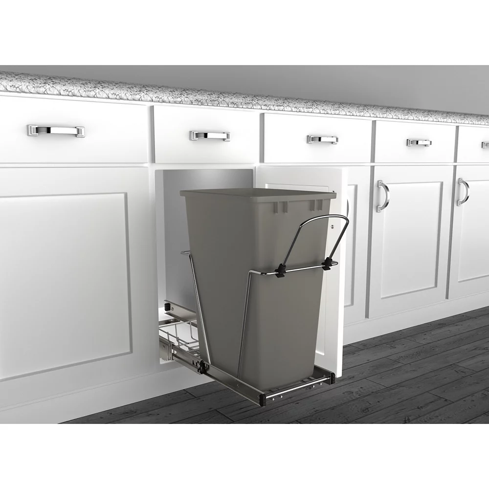 Rev-A-Shelf RV-12KD-13C-S Single 35 Quart Cabinet Pullout Waste Container, Gray 2 Rev-A-Shelf RV-12KD-13C-S Single 35 Quart Cabinet Pullout Waste Container, Gray - Image 2