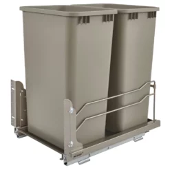 Rev-A-Shelf 53WC-2150SCDM-212 Double 50 Qt Soft Close Pullout Waste Basket Can