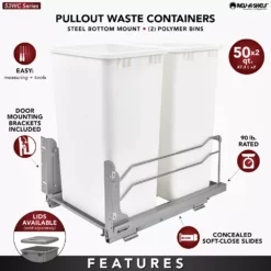 Rev-A-Shelf 53WC-2150SCDM-212 Double 50 Qt Soft Close Pullout Waste Basket Can -US Storage Furniture Sales Store 5244326 ALT2