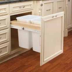 Rev-A-Shelf 4WCTM-24DM2-162 Double 35-Qt Top Mount Pullout Wastebasket, White -US Storage Furniture Sales Store 5244494 ALT2