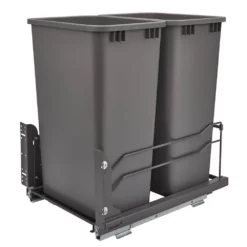 Rev-A-Shelf 53WC-2150SCDM-213 Double 50 Qt Soft Close Pullout Waste Basket, Gray