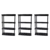 Gracious Living Medium Duty 4 Tier Ventilated Shelving Units, Black (3 Pack)