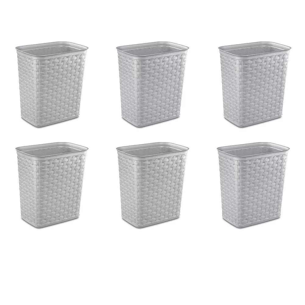 Sterilite 3.4 Gallon/13 Liter Decorative Weave Wastebasket, Cement (6 Pack) 1 Sterilite 3.4 Gallon/13 Liter Decorative Weave Wastebasket, Cement (6 Pack)